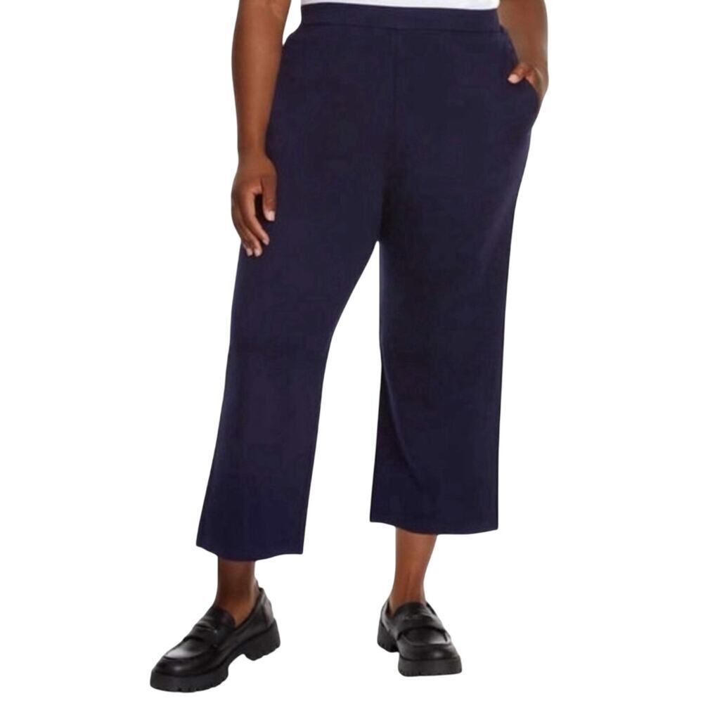 Gloria Vanderbilt Women's Ponte Knit Pant Cropped Navy Large NWT